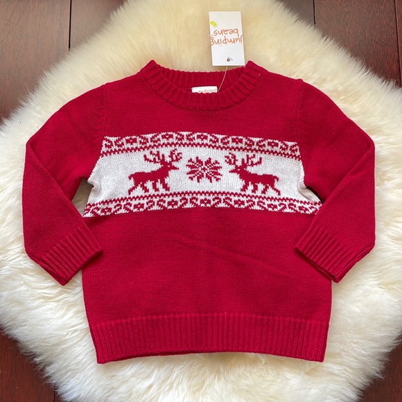 NWT Toddler boys red white ugly Christmas sweater reindeer! - Picture 1 of 2